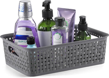 Plastic Storage Baskets - 8 Pack ,Gray