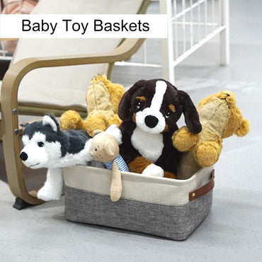 Small Storage Fabric Baskets for Organizing 6 Pack White&Gray (11.8" x 7.8" x 5.1")