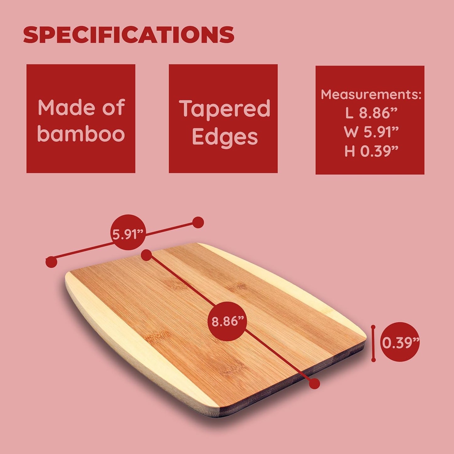 Bamboo Cutting Board Mini 6 Inches by 9 Inches (Pack of 1)