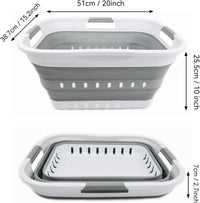 Plastic Laundry Basket Foldable Pop Up 30L (8 gallon) Collapsible 3 Handled (White/Grey)