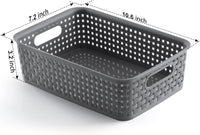 Plastic Storage Baskets - 8 Pack ,Gray