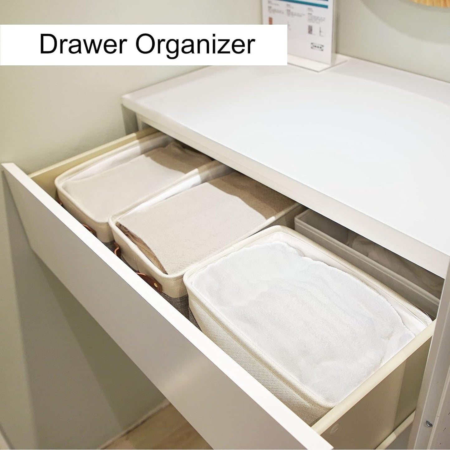 Small Storage Fabric Baskets for Organizing 6 Pack White&Gray (11.8" x 7.8" x 5.1")