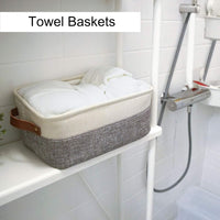 Small Storage Fabric Baskets for Organizing 6 Pack White&Gray (11.8" x 7.8" x 5.1")
