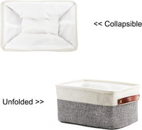 Small Storage Fabric Baskets for Organizing 6 Pack White&Gray (11.8" x 7.8" x 5.1")