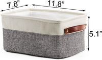 Small Storage Fabric Baskets for Organizing 6 Pack White&Gray (11.8" x 7.8" x 5.1")