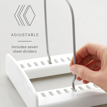 YouCopia Adjustable Bakeware Rack and Tray Organizer for Kitchen Cabinet Standard White