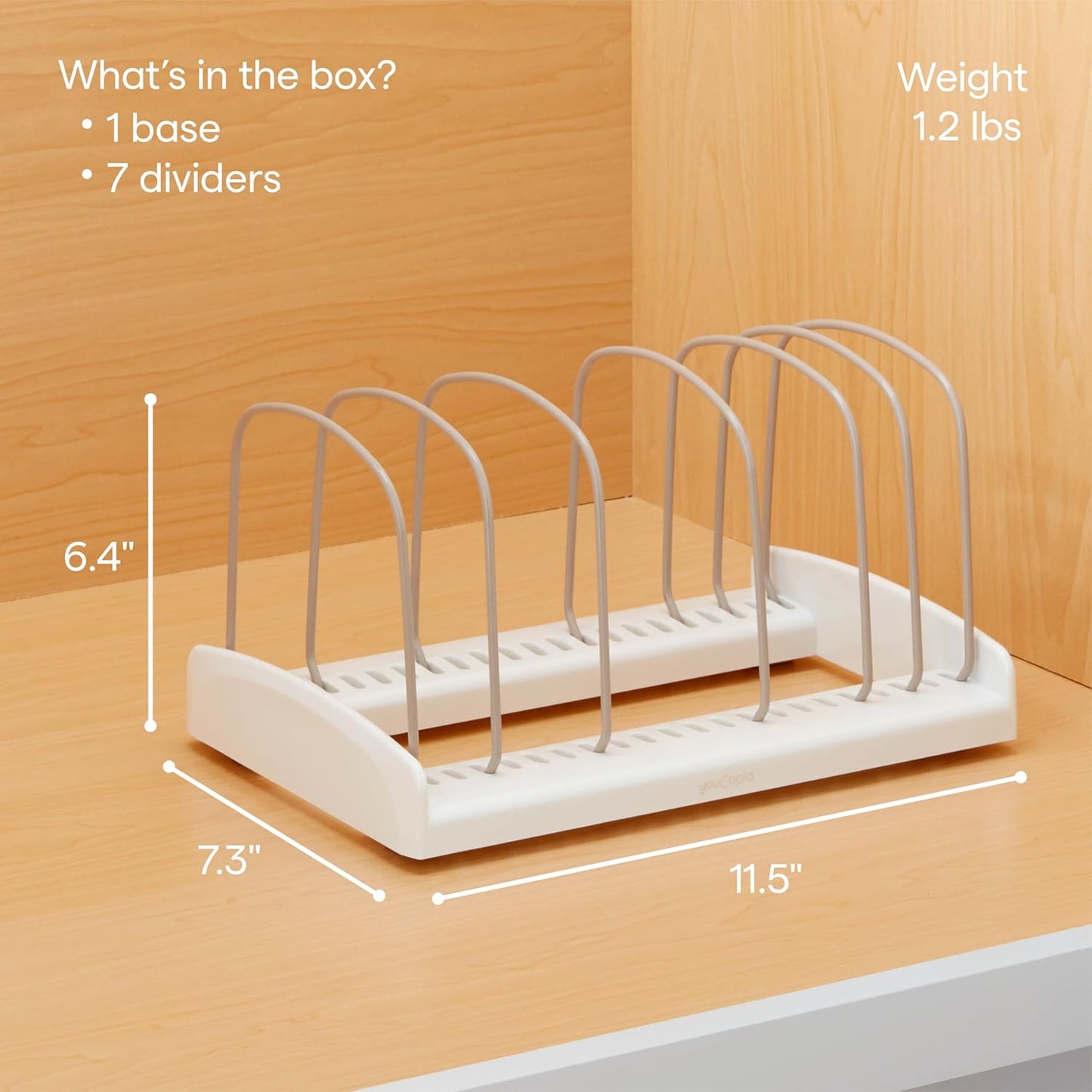 YouCopia Adjustable Bakeware Rack and Tray Organizer for Kitchen Cabinet Standard White